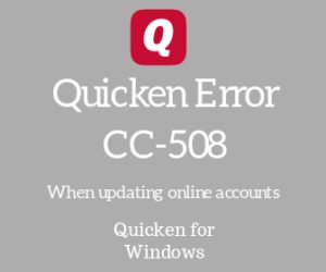 Quicken error CC-508