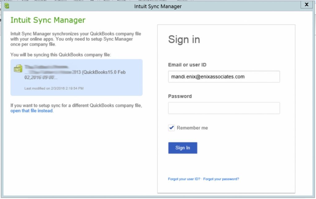 Quickbooks Sync manager Error